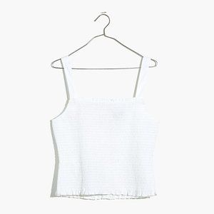 Madewell Lucie Smocked Tank Top white Medium NWT